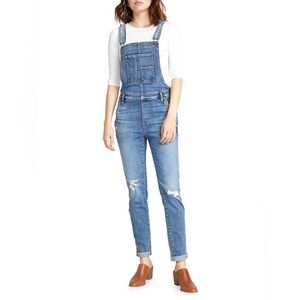 SILVER JEANS Distressed Slim Fit Denim Overalls Size M